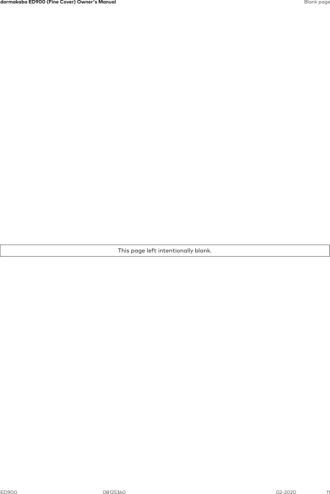 Page 11 of 12 - Dorma  ED900 Low Energy Swing Door Operators Owners Manual 08125360-r021120-ed900-owners-manual--fine-cover