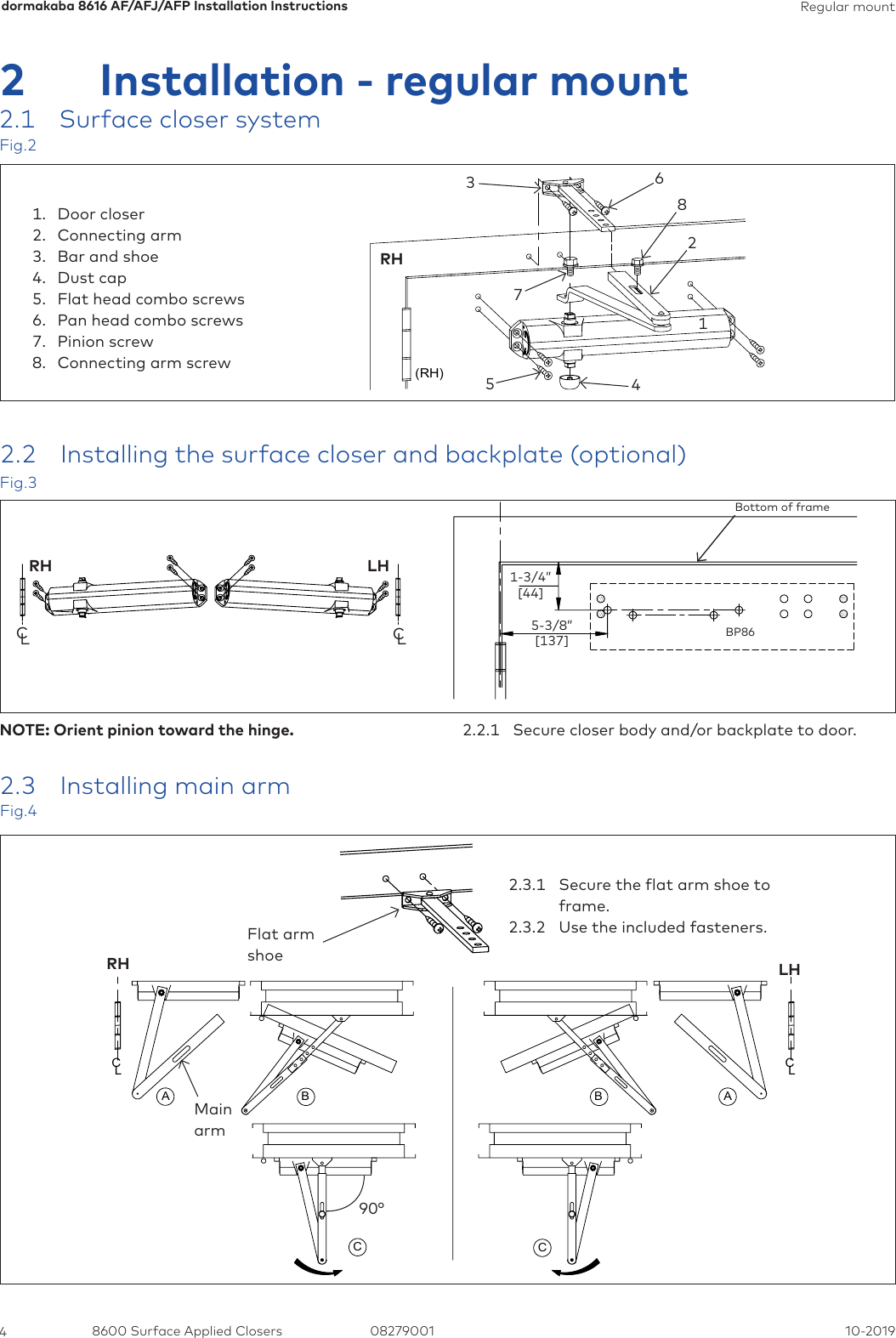 Page 4 of 9 - Dorma 8616 AF/AFJ/AFP Installation Instructions 08279001-8616-af-afj-afp-ins-1019
