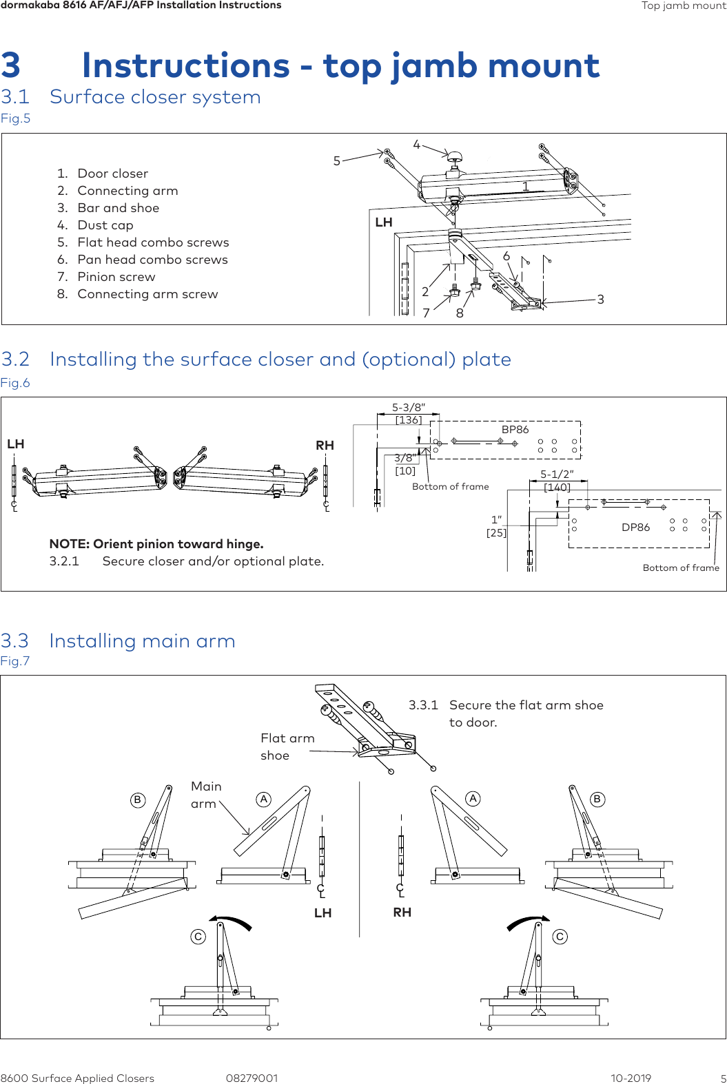 Page 5 of 9 - Dorma 8616 AF/AFJ/AFP Installation Instructions 08279001-8616-af-afj-afp-ins-1019