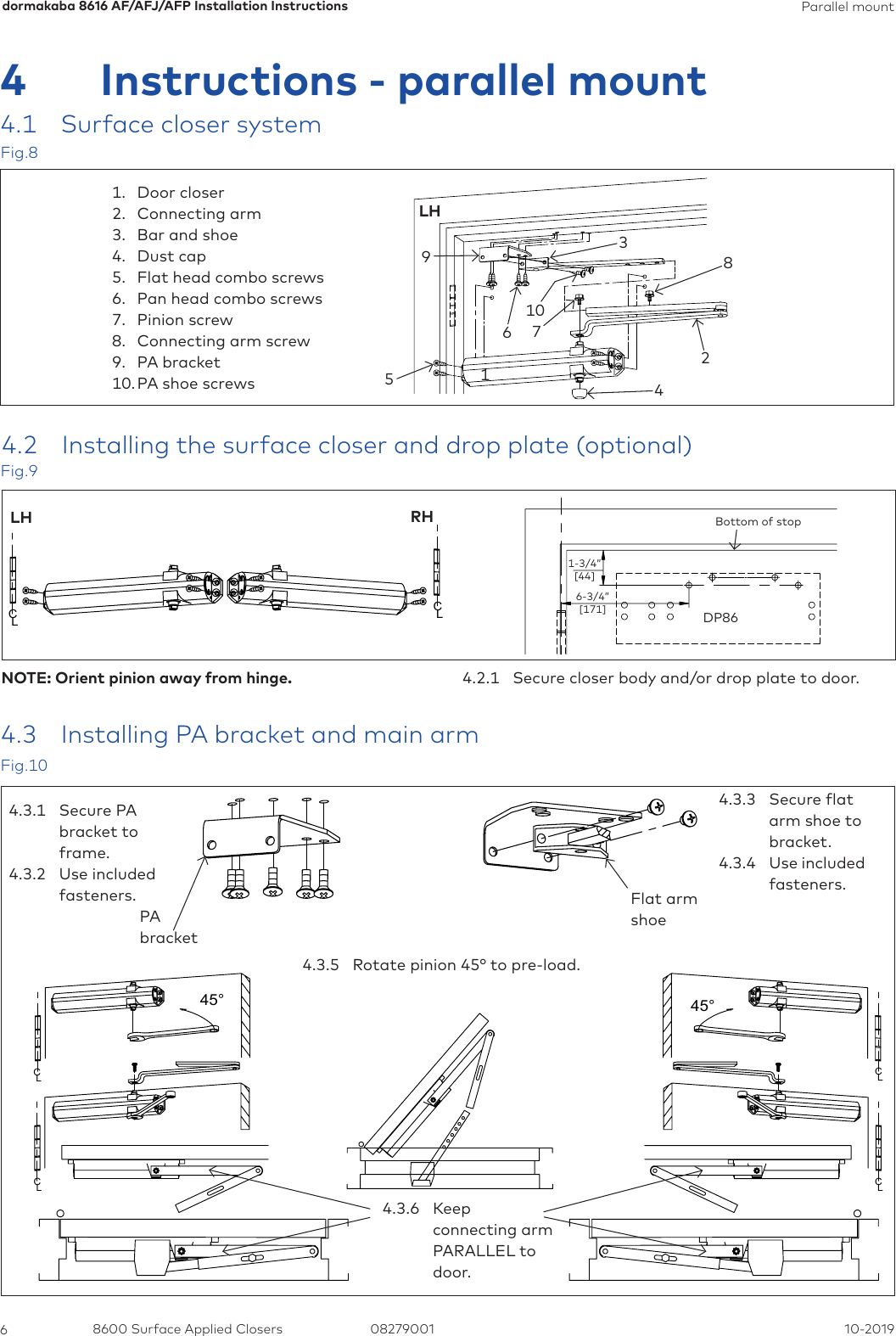 Page 6 of 9 - Dorma 8616 AF/AFJ/AFP Installation Instructions 08279001-8616-af-afj-afp-ins-1019