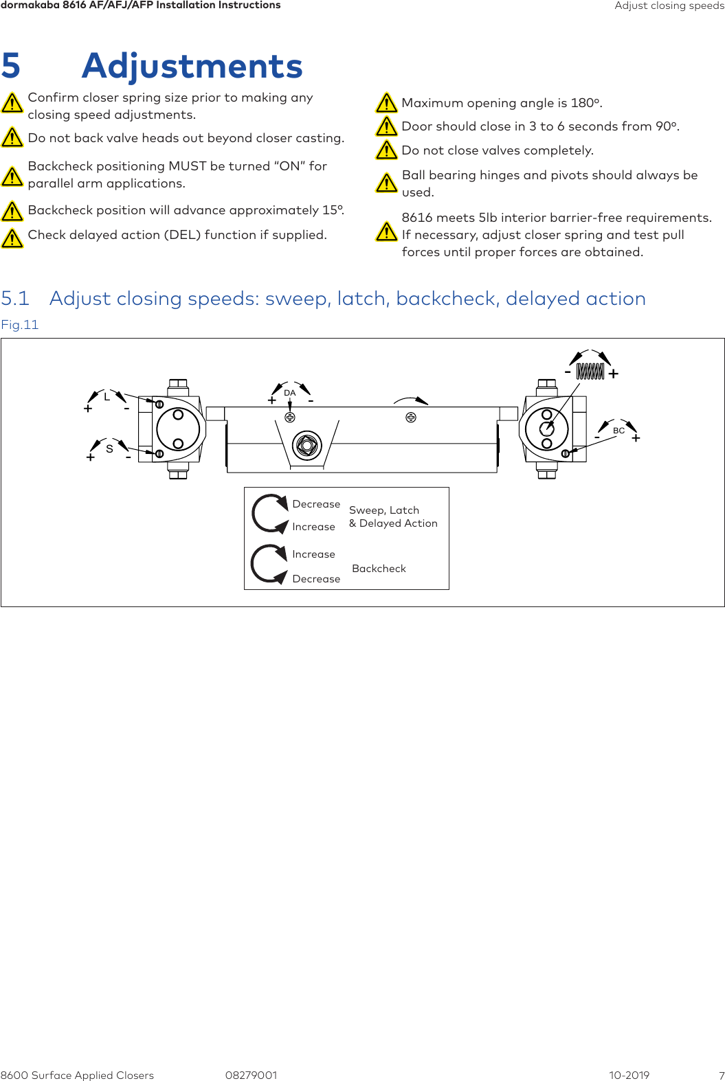 Page 7 of 9 - Dorma 8616 AF/AFJ/AFP Installation Instructions 08279001-8616-af-afj-afp-ins-1019