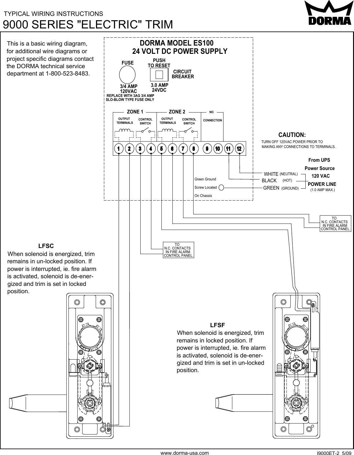 Page 2 of 3 - Dorma Z 9000 Series Electric Trim Installation Instructions I9000et-05-09