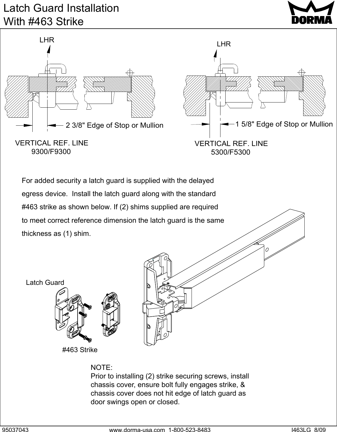 Page 11 of 11 - Dorma  DE5000 & DE9000 Series Delayed Egress Exit Device Ide-12-08-09