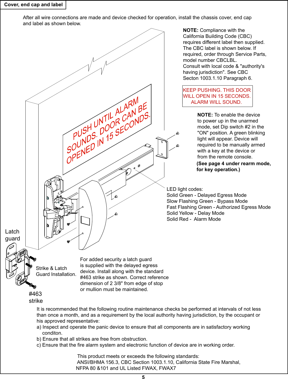 Page 5 of 11 - Dorma  DE5000 & DE9000 Series Delayed Egress Exit Device Ide-12-08-09