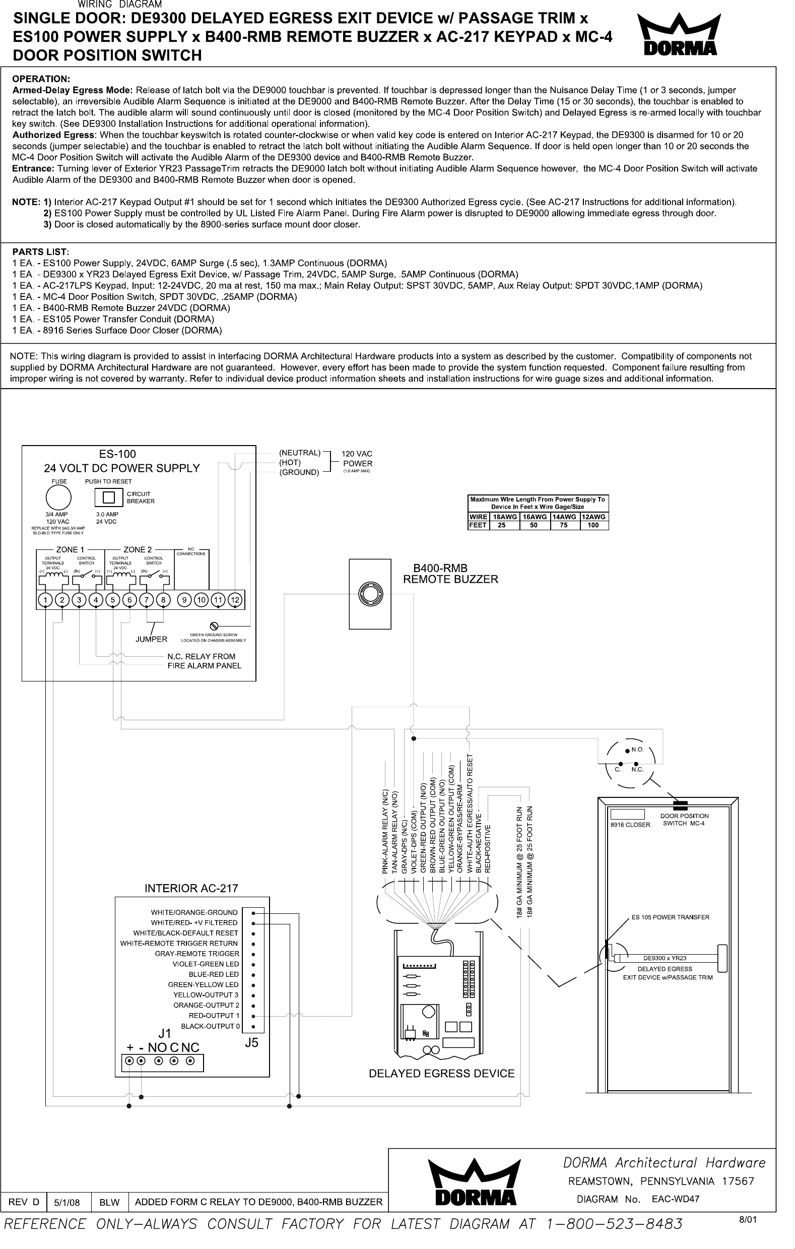 Page 8 of 11 - Dorma  DE5000 & DE9000 Series Delayed Egress Exit Device Ide-12-08-09