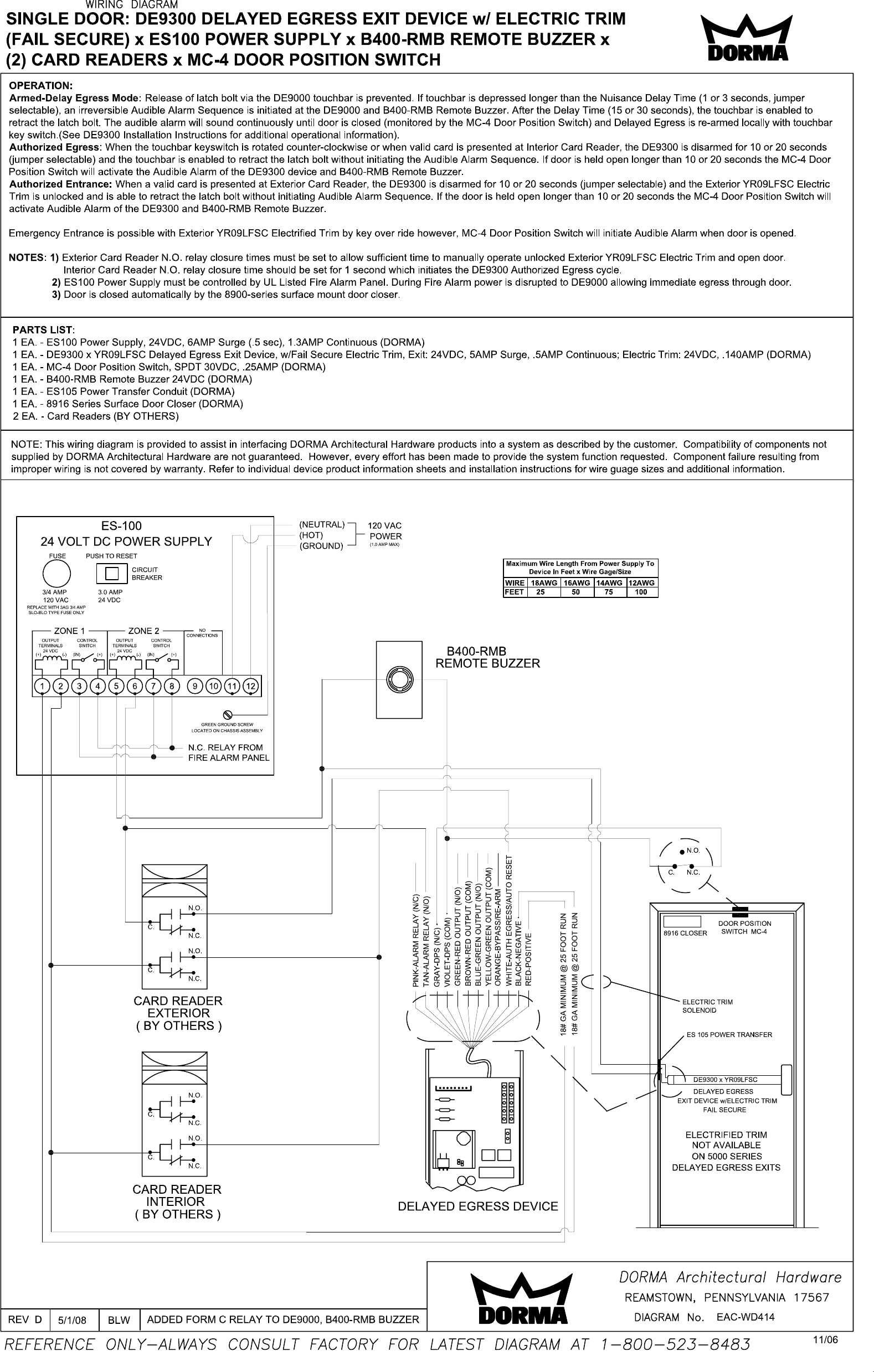 Page 9 of 11 - Dorma  DE5000 & DE9000 Series Delayed Egress Exit Device Ide-12-08-09