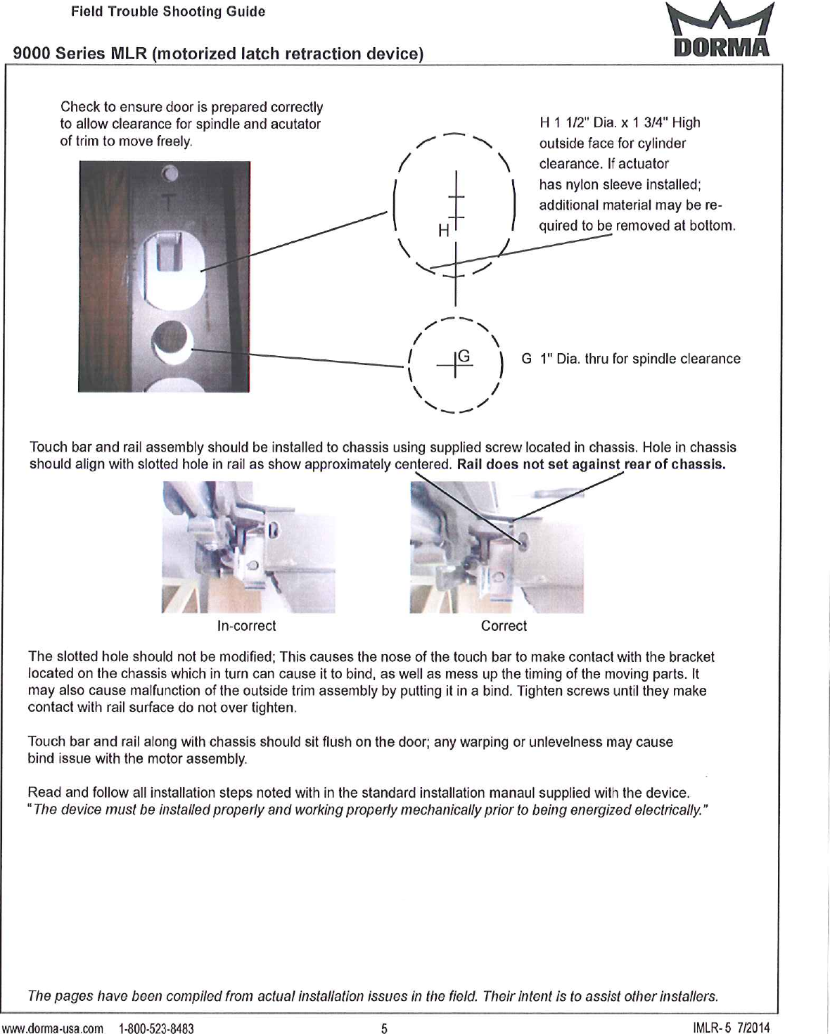 Page 5 of 5 - Dorma IMLR-1 9000 Series MLR Retraction Installation Instructions Imlr-1-7-14