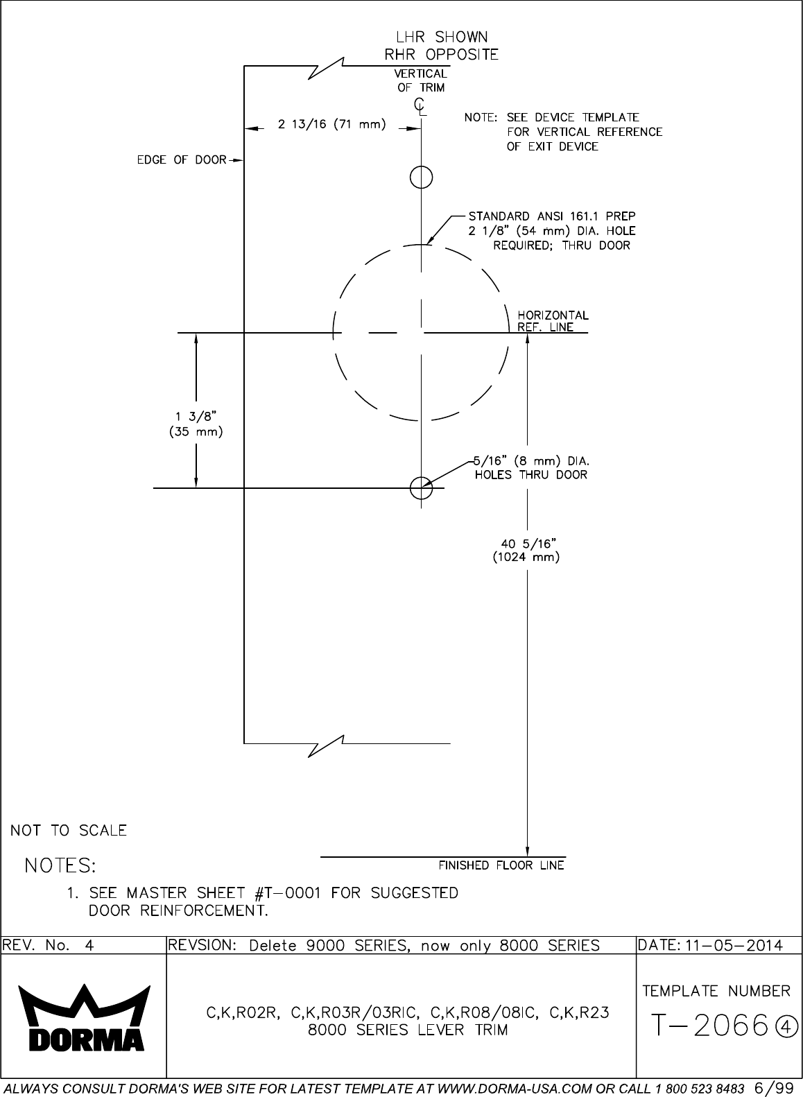 Page 2 of 2 - Dorma T-1049  8400 ANSI 03/04, C03, C03IC, K03, K03IC, R03IC Tech Drawing T-1049-t-2066-11-14