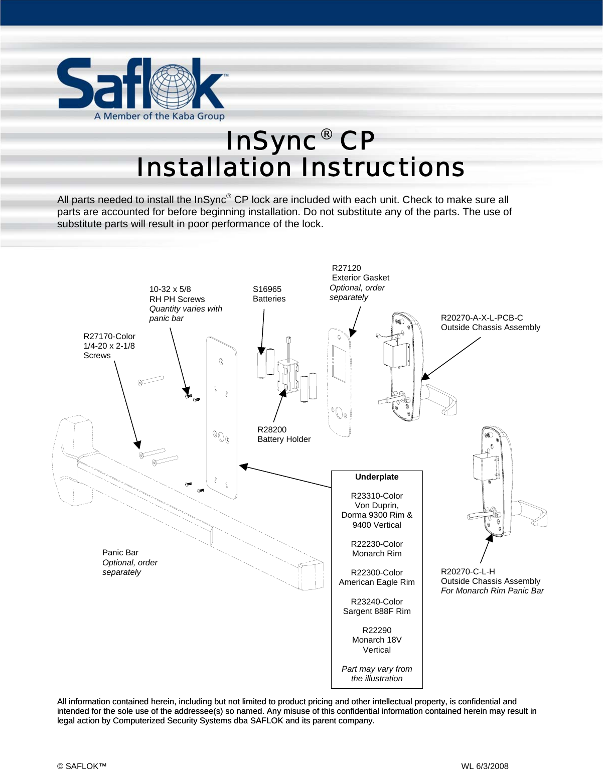 Page 1 of 2 - DormaKaba Multihousing - InSync CP Installation Instructions 6-3-08 In Sync Insync-cp-installation-instructions 10936761