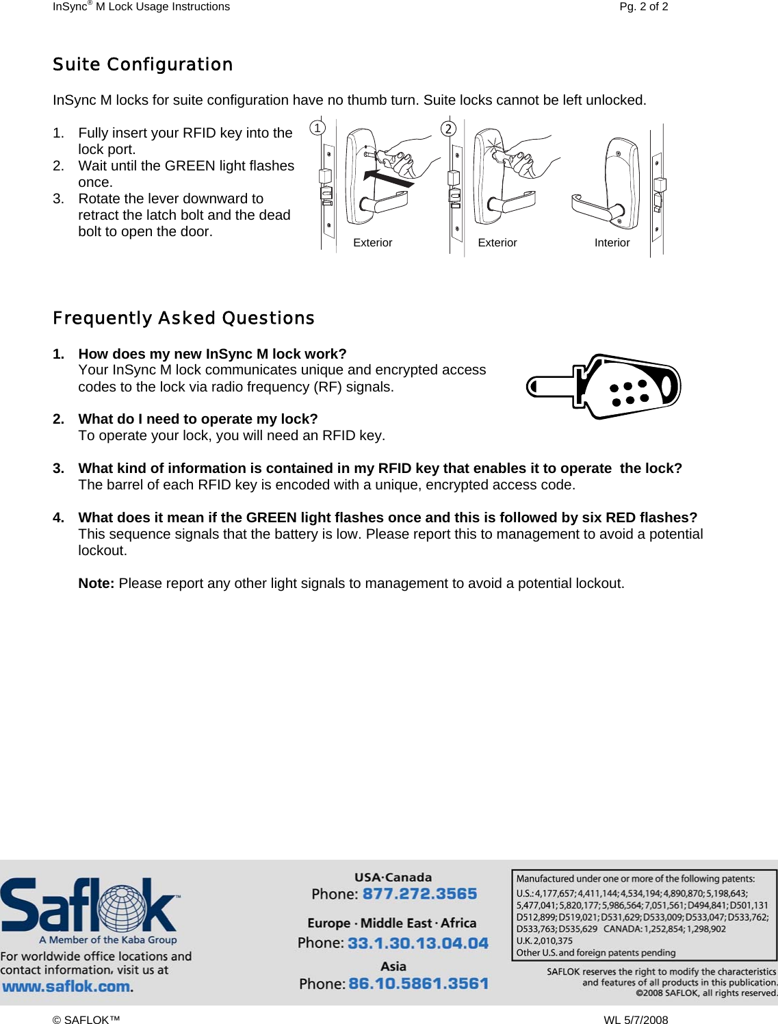 DormaKaba Multihousing In Sync M Lock Usage Instructions Insync 10936901