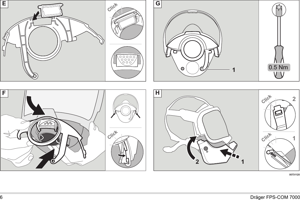 6Dräger FPS-COM 7000 Click00731120E0.5 Nm1GClick12ClickH12FClick