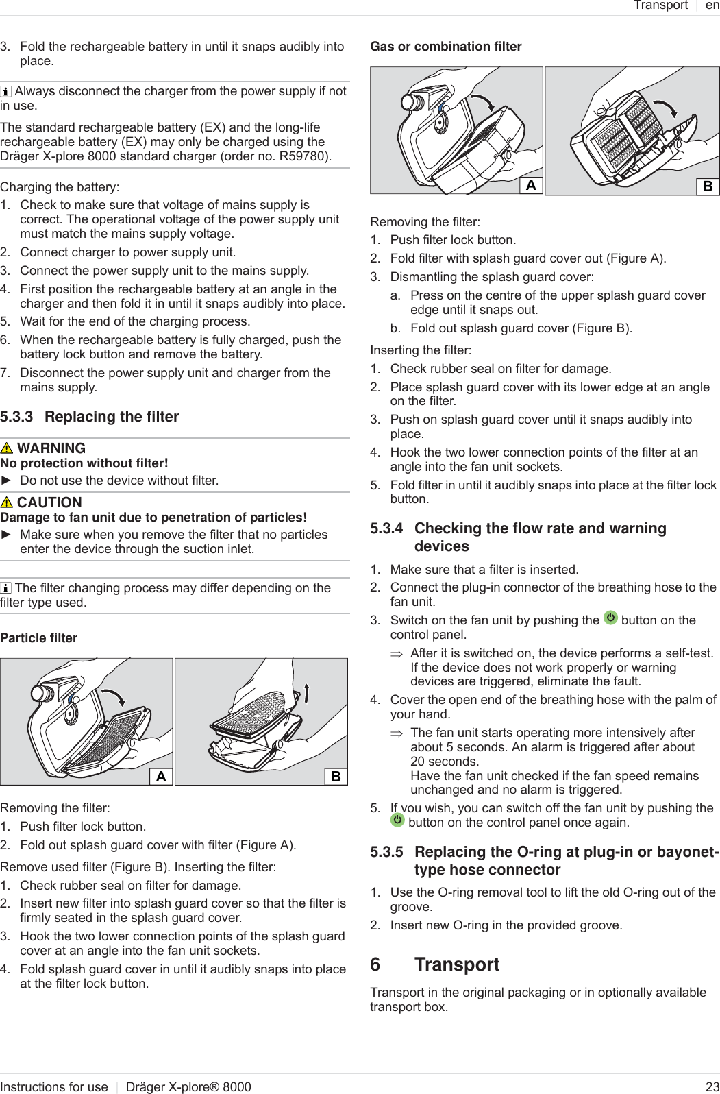 Page 8 of Dr ger Safety and KGaA XPLORE8700 Powered Air Purifying Respirator User Manual OBJ DOKU 0000044846 ME 006