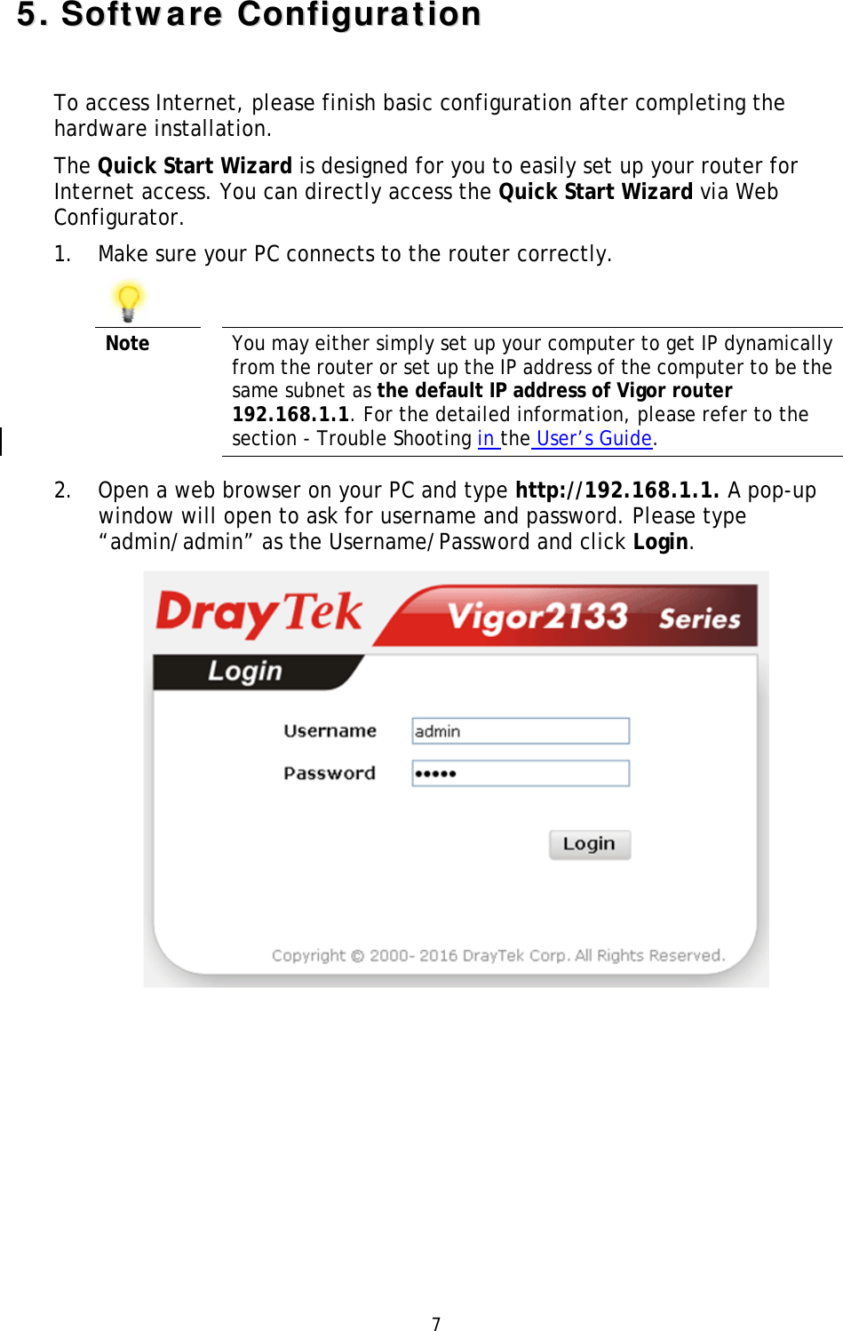Page 14 of Draytek 2133 Gigabit Broadband Router User Manual DrayTek QS Vigor2133 RF V1 1