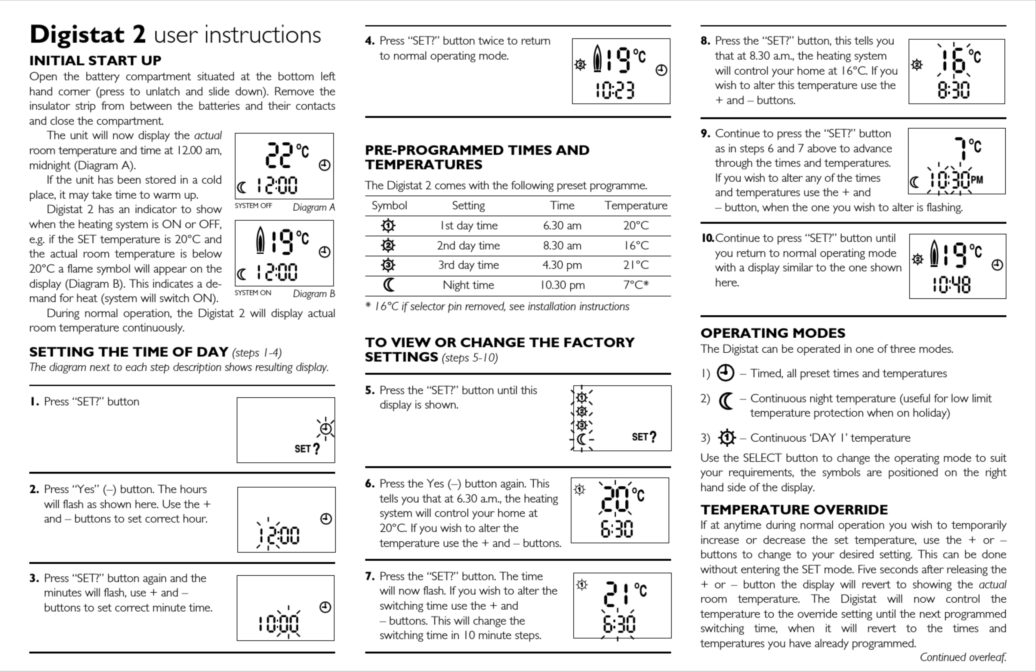 Page 1 of 2 - Drayton Drayton-Digistat-2-User-Instructions-1003314 User Manual