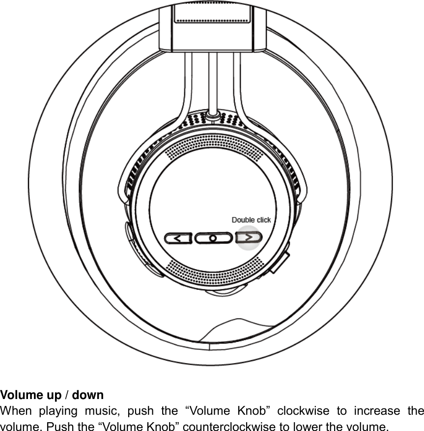  Volume up / down When  playing  music,  push  the  “Volume  Knob”  clockwise  to  increase  the volume. Push the “Volume Knob” counterclockwise to lower the volume. 