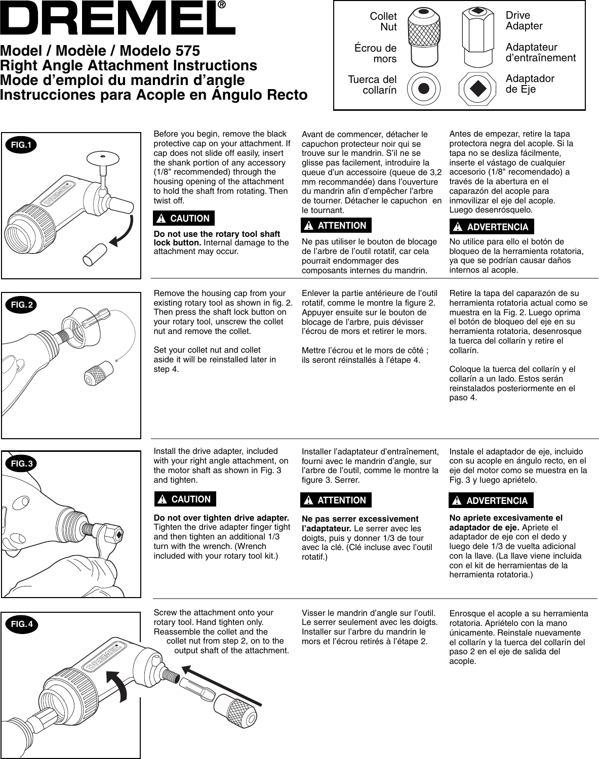 Page 1 of 2 - Dremel Dremel-575-Users-Manual-  03/15/00 Dremel-575-users-manual
