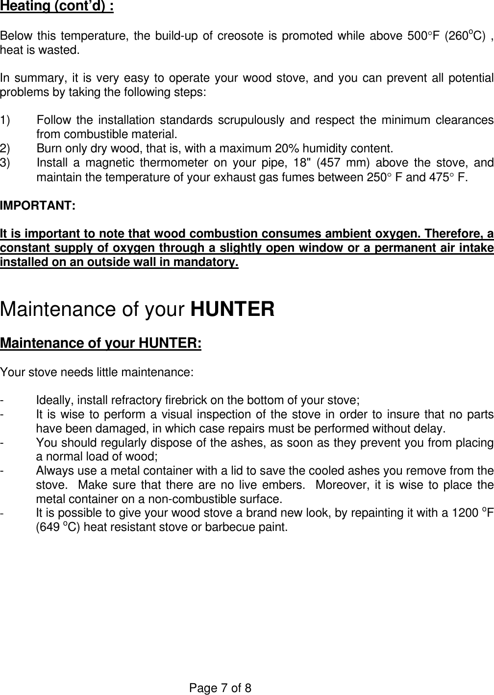 Page 8 of 9 - Drolet Drolet-Hunter-Wood-Stove-Users-Manual- GUIDE DU POLE BOIS  Drolet-hunter-wood-stove-users-manual