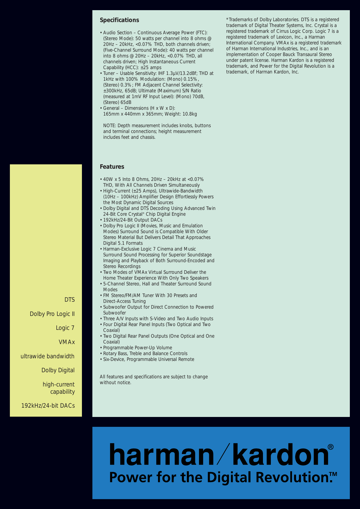 Page 2 of 2 - Dts Dts-Avr-2550-Users-Manual- AVR 2550 Dts-avr-2550-users-manual