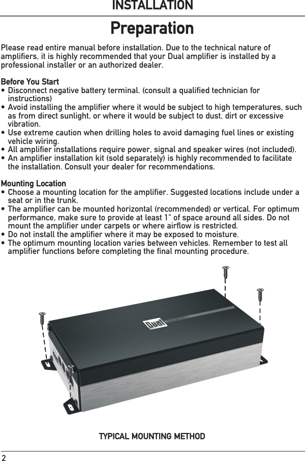 Page 2 of 12 - Dual Dual-Car-Amplifier-Da301L-Users-Manual- Ultra Slim Series Amps_12513  Dual-car-amplifier-da301l-users-manual