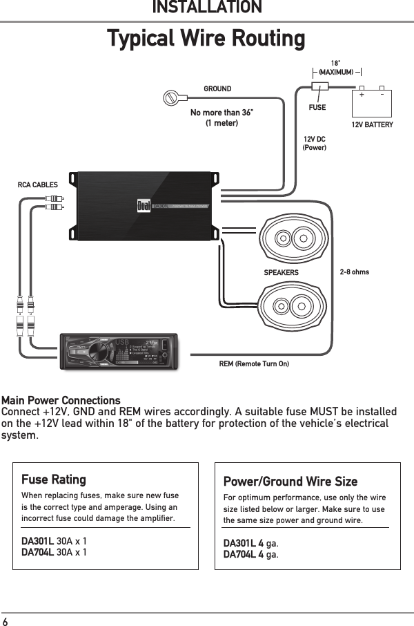 Page 6 of 12 - Dual Dual-Car-Amplifier-Da301L-Users-Manual- Ultra Slim Series Amps_12513  Dual-car-amplifier-da301l-users-manual