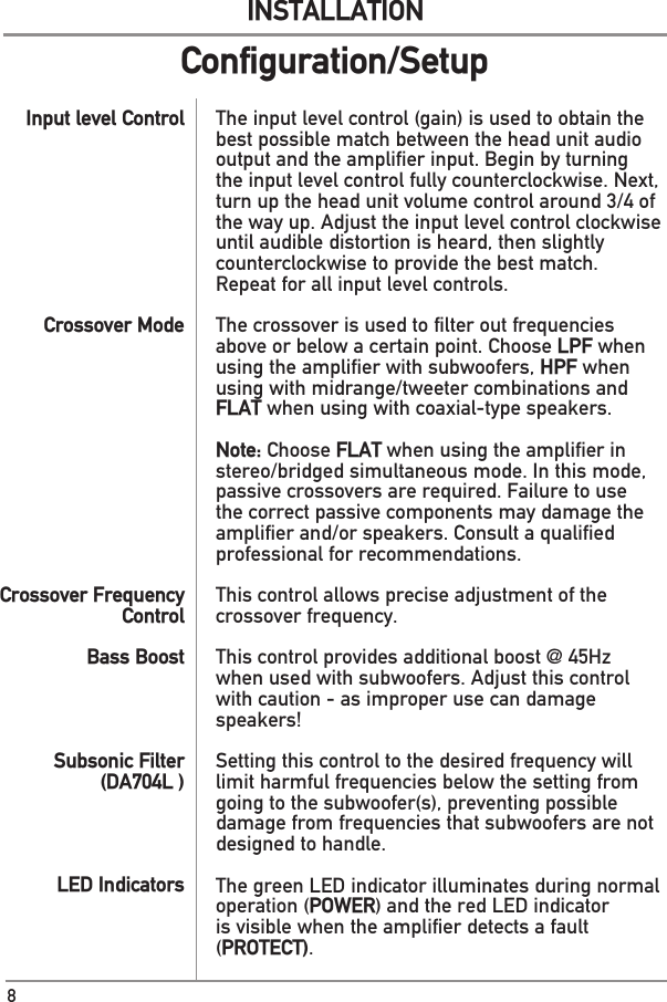 Page 8 of 12 - Dual Dual-Car-Amplifier-Da301L-Users-Manual- Ultra Slim Series Amps_12513  Dual-car-amplifier-da301l-users-manual