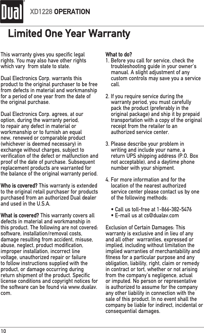 Page 10 of 12 - Dual Dual-Xd1228-Users-Manual-  Dual-xd1228-users-manual