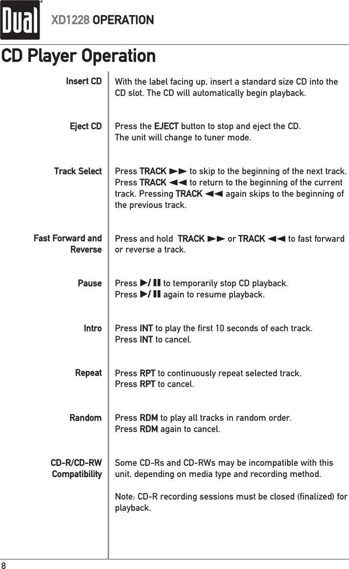Page 8 of 12 - Dual Dual-Xd1228-Users-Manual-  Dual-xd1228-users-manual