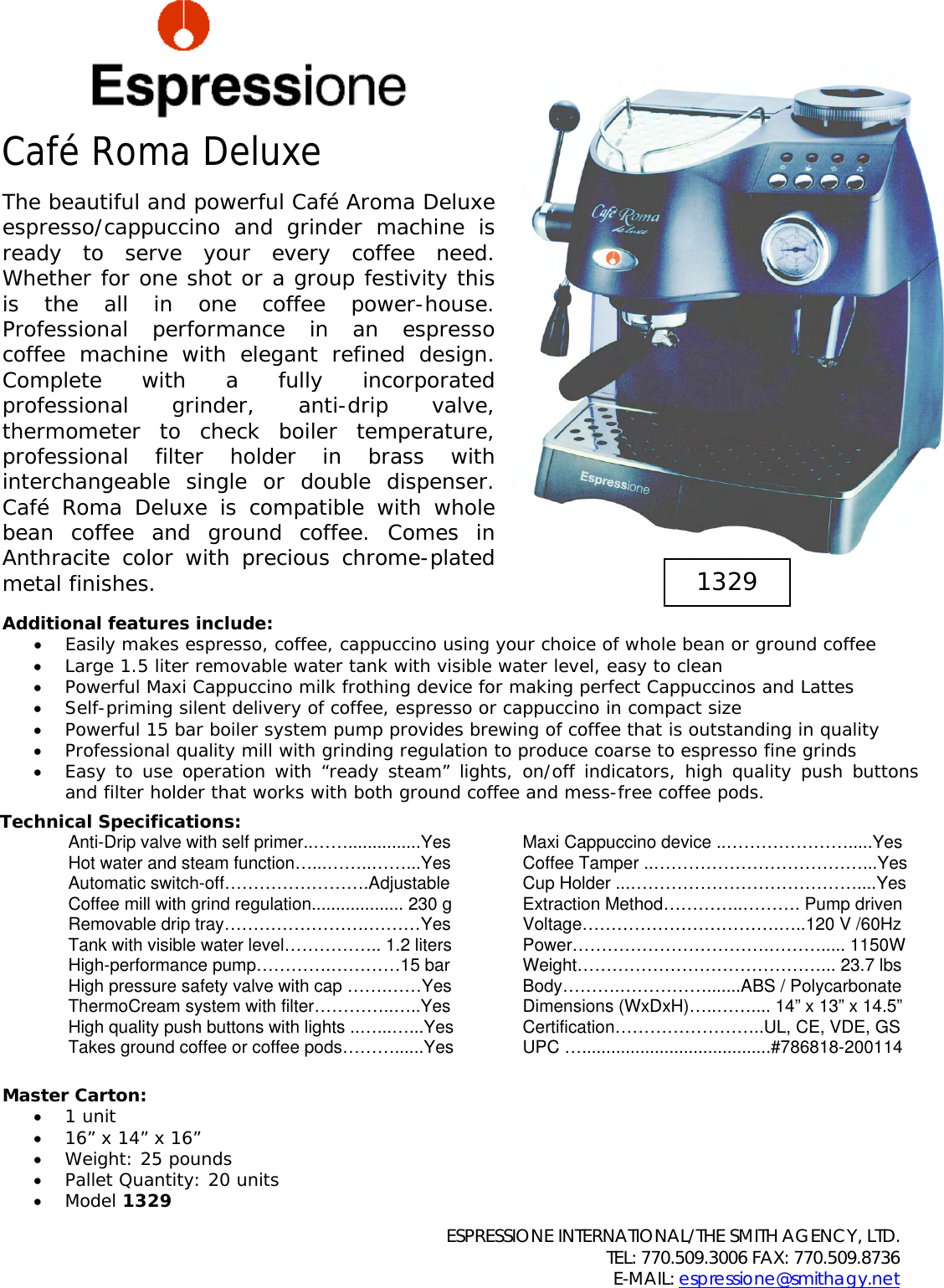 Page 1 of 1 - Dualit Dualit-Cafe-Roma-Deluxe-1329-Users-Manual 1329