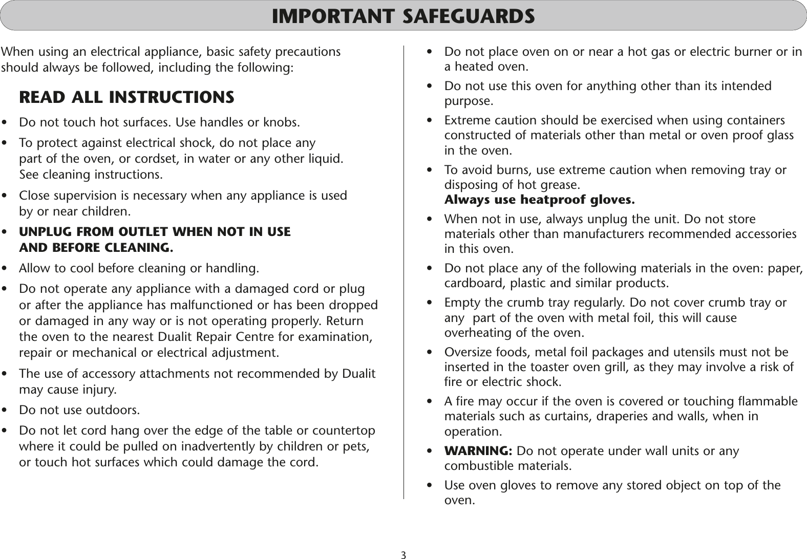 Page 3 of 8 - Dualit Dualit-Mini-Oven-Uk-06-05-Users-Manual- DualitLeaflet0905v2  Dualit-mini-oven-uk-06-05-users-manual