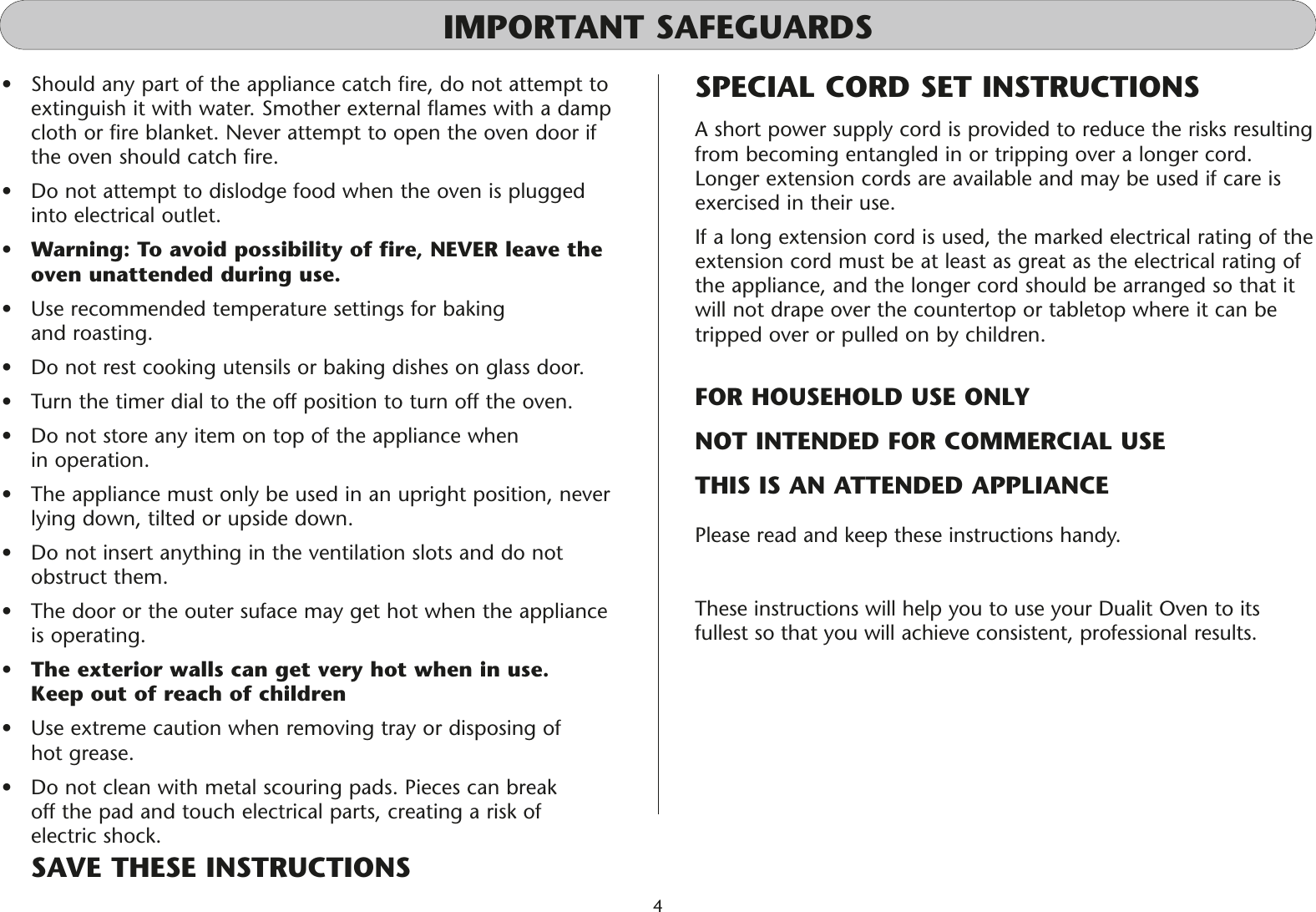 Page 4 of 8 - Dualit Dualit-Mini-Oven-Uk-06-05-Users-Manual- DualitLeaflet0905v2  Dualit-mini-oven-uk-06-05-users-manual