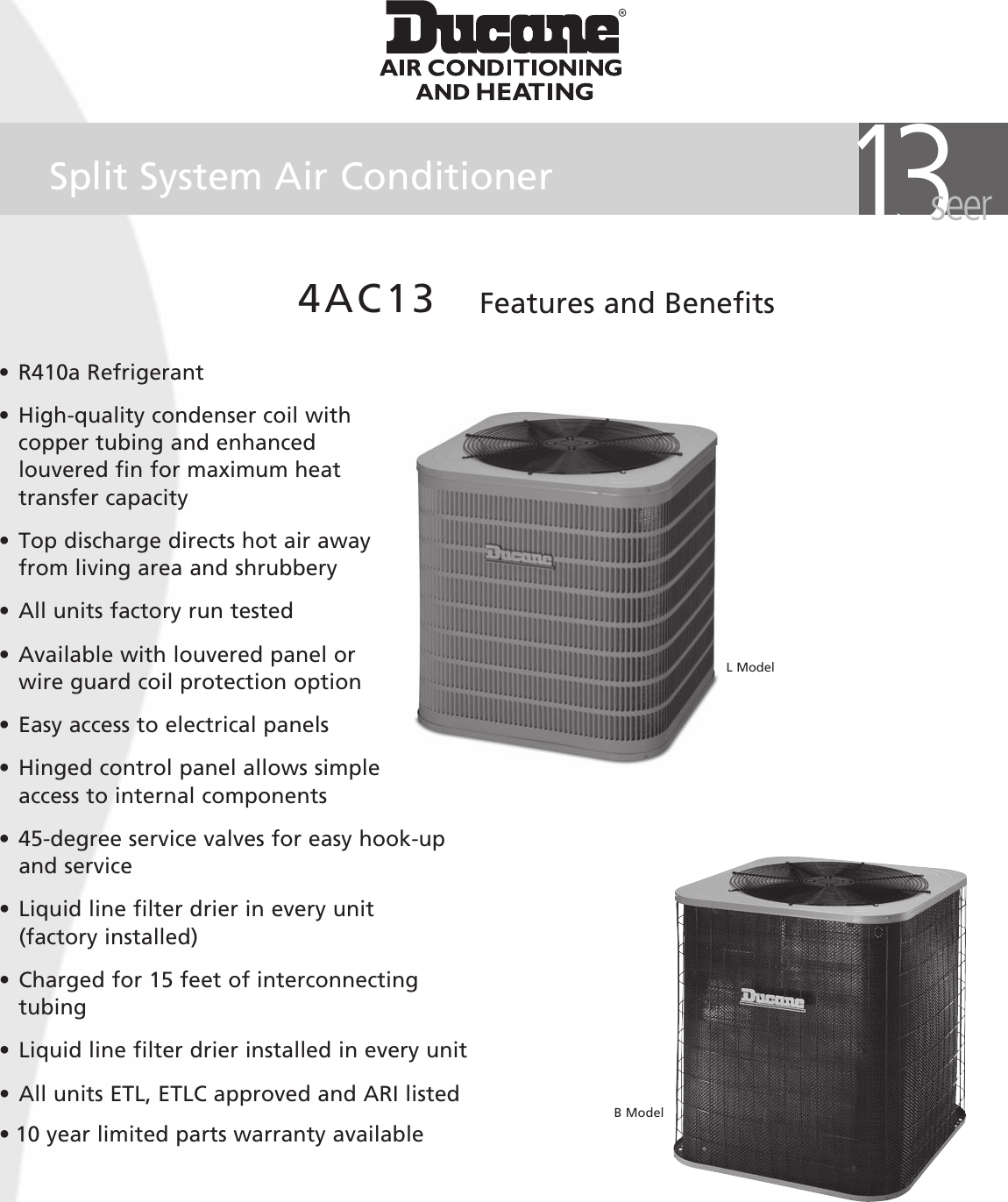 Page 1 of 6 - Ducane-Hvac Ducane-Hvac-4Ac13-Users-Manual- 4AC13B-L-100-10-08  Ducane-hvac-4ac13-users-manual