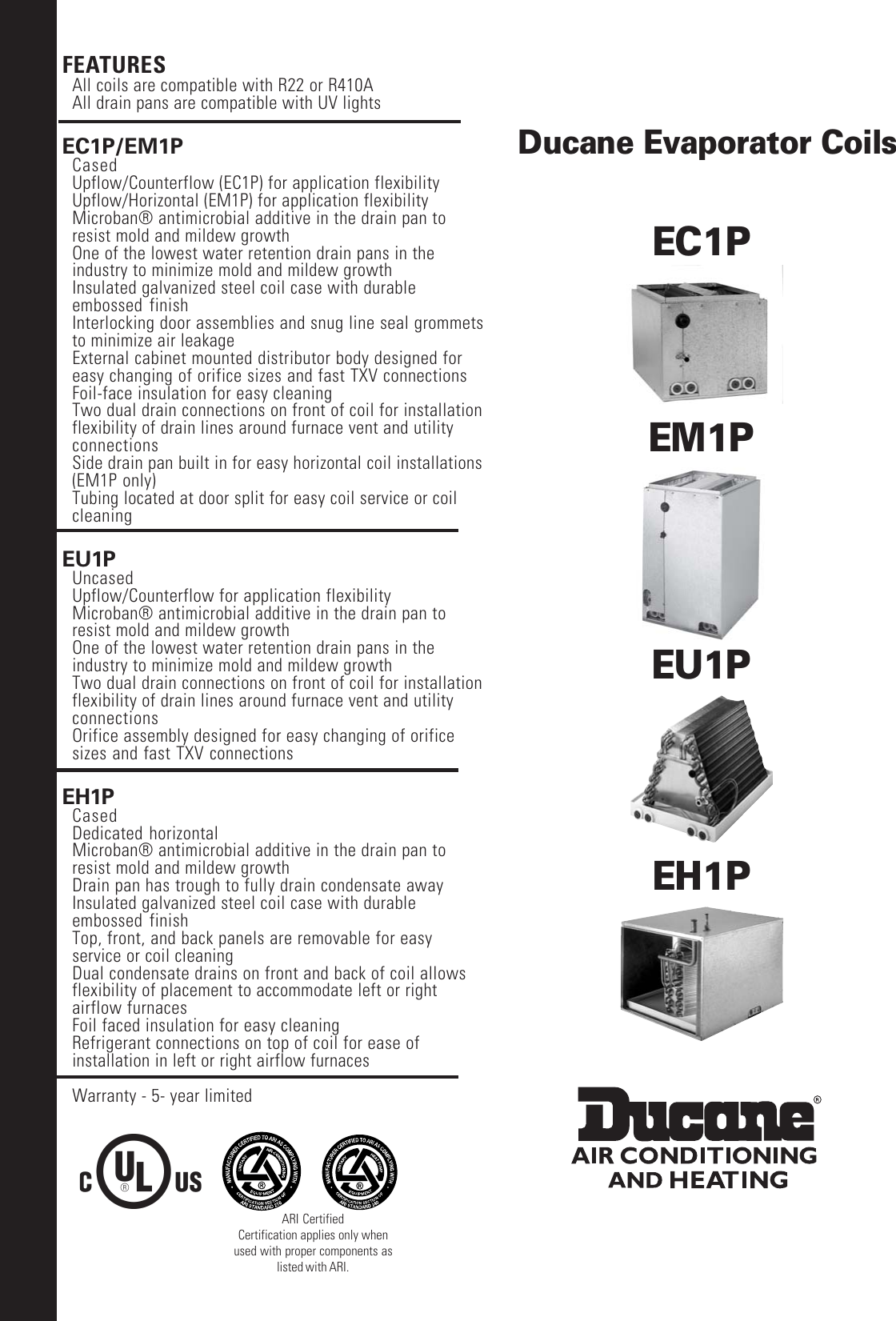 Ducane Hvac Evaporator Coils Ec1P Users Manual DEUCMP1P 100