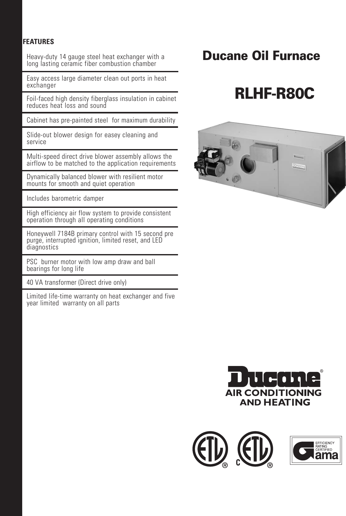 Ducane Hvac Rlhf R80C Users Manual r 80c 100.pmd