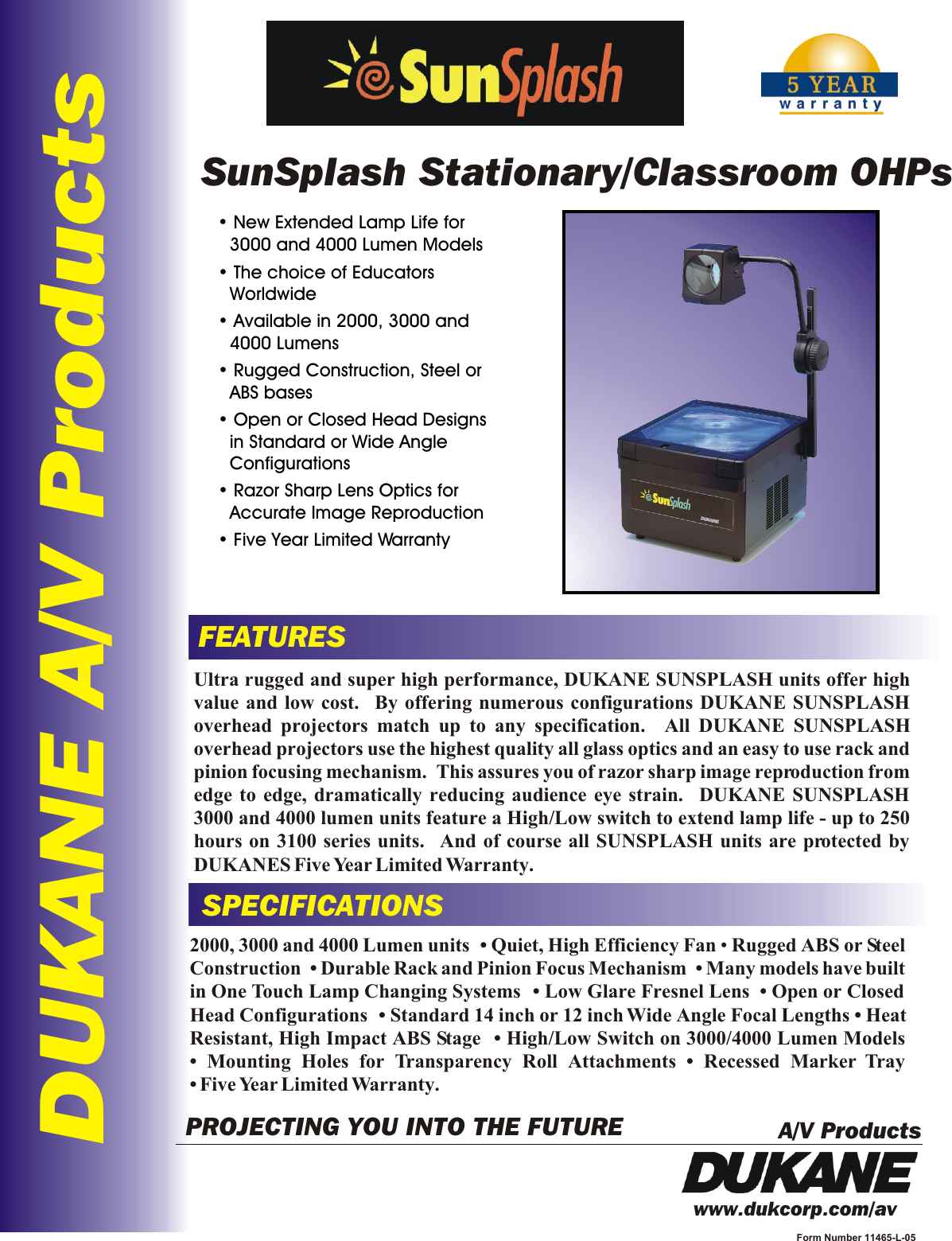 Page 1 of 2 - Dukane 2100 Series PART # 11465-L-05 SUNSPLASH User Manual  To The 1a230416-3830-3ea4-f9f0-0d226cd78792