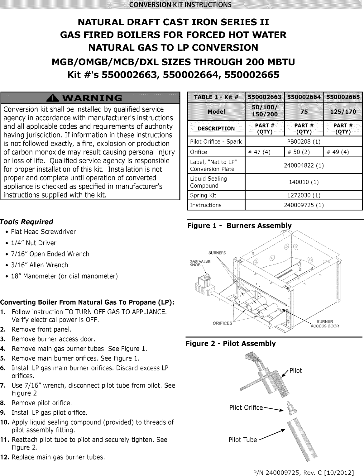 Page 1 of 2 - Dunkirk DXL-170 User Manual  BOILER - Manuals And Guides 1308321L