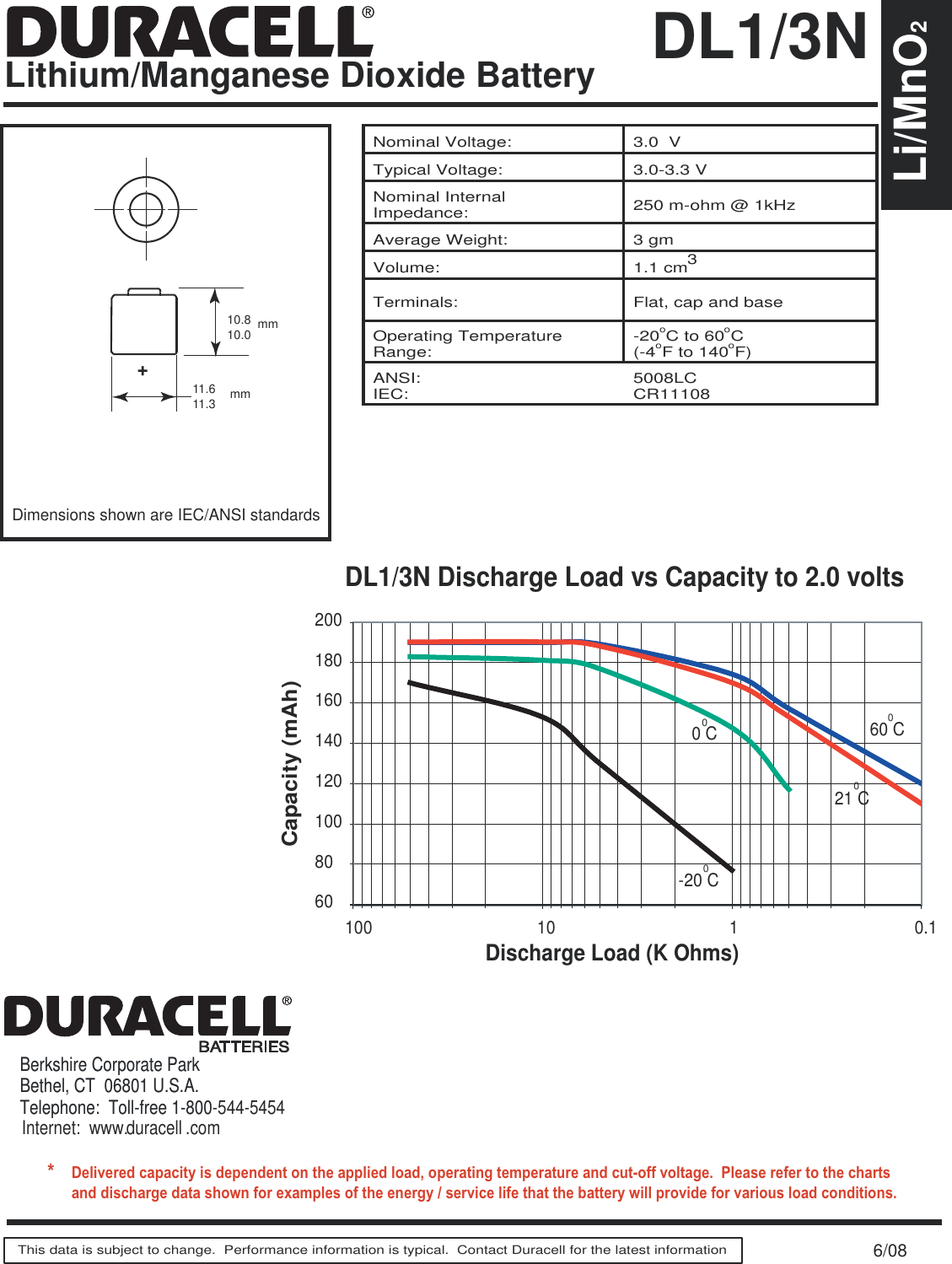 Page 1 of 1 - Duracell Duracell-Lithium-Manganese-Dioxide-Battery-Dl1-3N-Users-Manual- Li13N_US_OS  Duracell-lithium-manganese-dioxide-battery-dl1-3n-users-manual