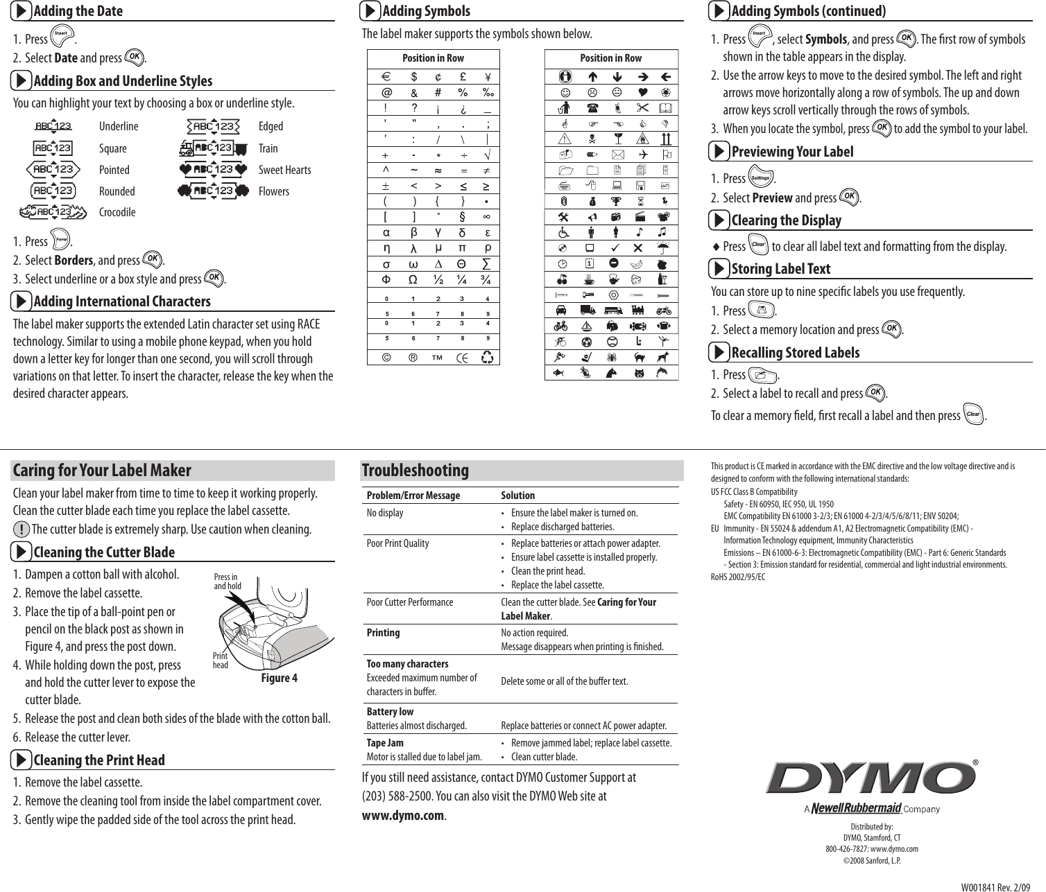 Page 2 of 2 - Dymo Dymo-Dymo-Label-Maker-Lt-100T-Users-Manual-  Dymo-dymo-label-maker-lt-100t-users-manual