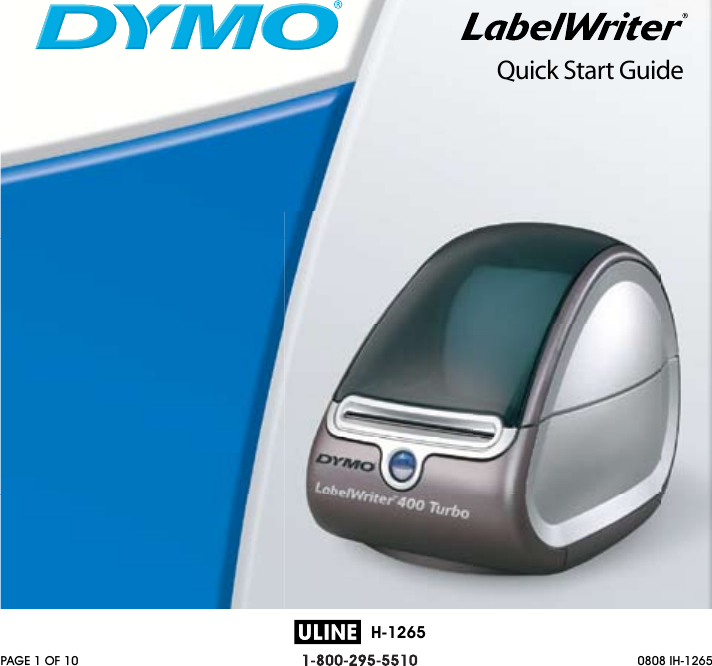 Page 1 of 10 - Dymo Dymo-H-1265-Users-Manual-  Dymo-h-1265-users-manual