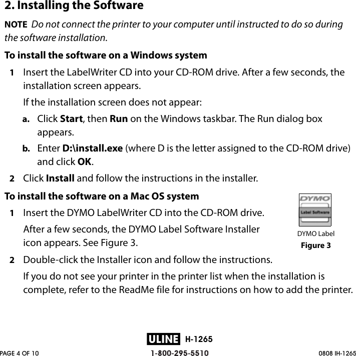 Page 4 of 10 - Dymo Dymo-H-1265-Users-Manual-  Dymo-h-1265-users-manual