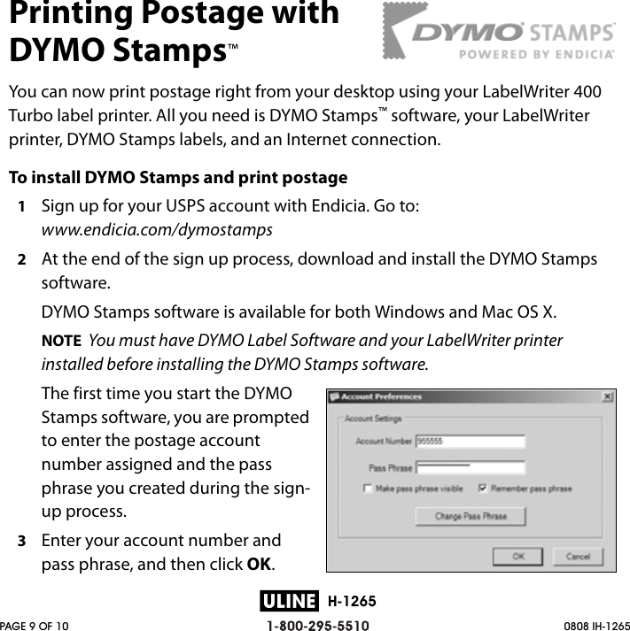 Page 9 of 10 - Dymo Dymo-H-1265-Users-Manual-  Dymo-h-1265-users-manual