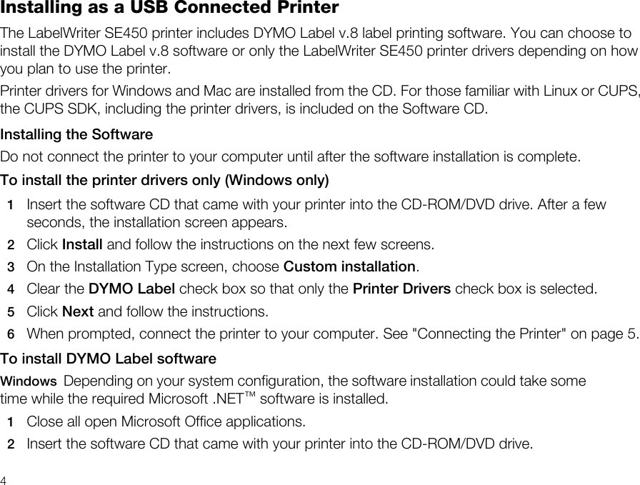Page 6 of 12 - Dymo Dymo-Labelwriter-Se450-Quick-Start-Guide