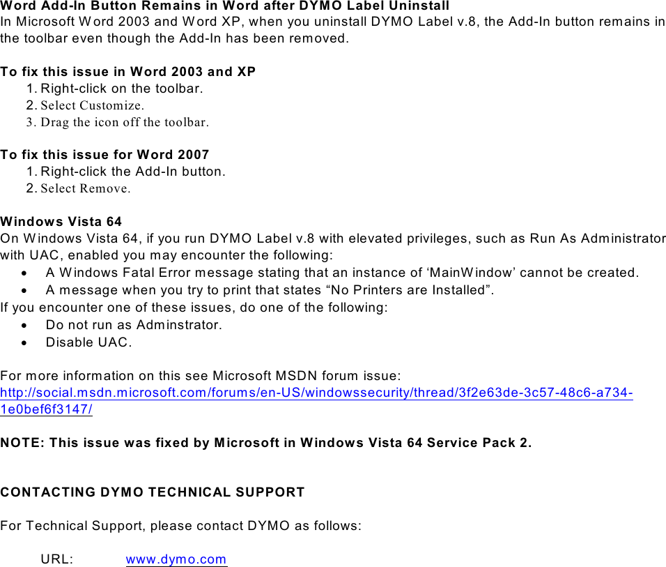 Page 3 of 3 - Dymo Dymo-V8-3-Users-Manual- LABEL SOFTWARE (DLS) V7  Dymo-v8-3-users-manual