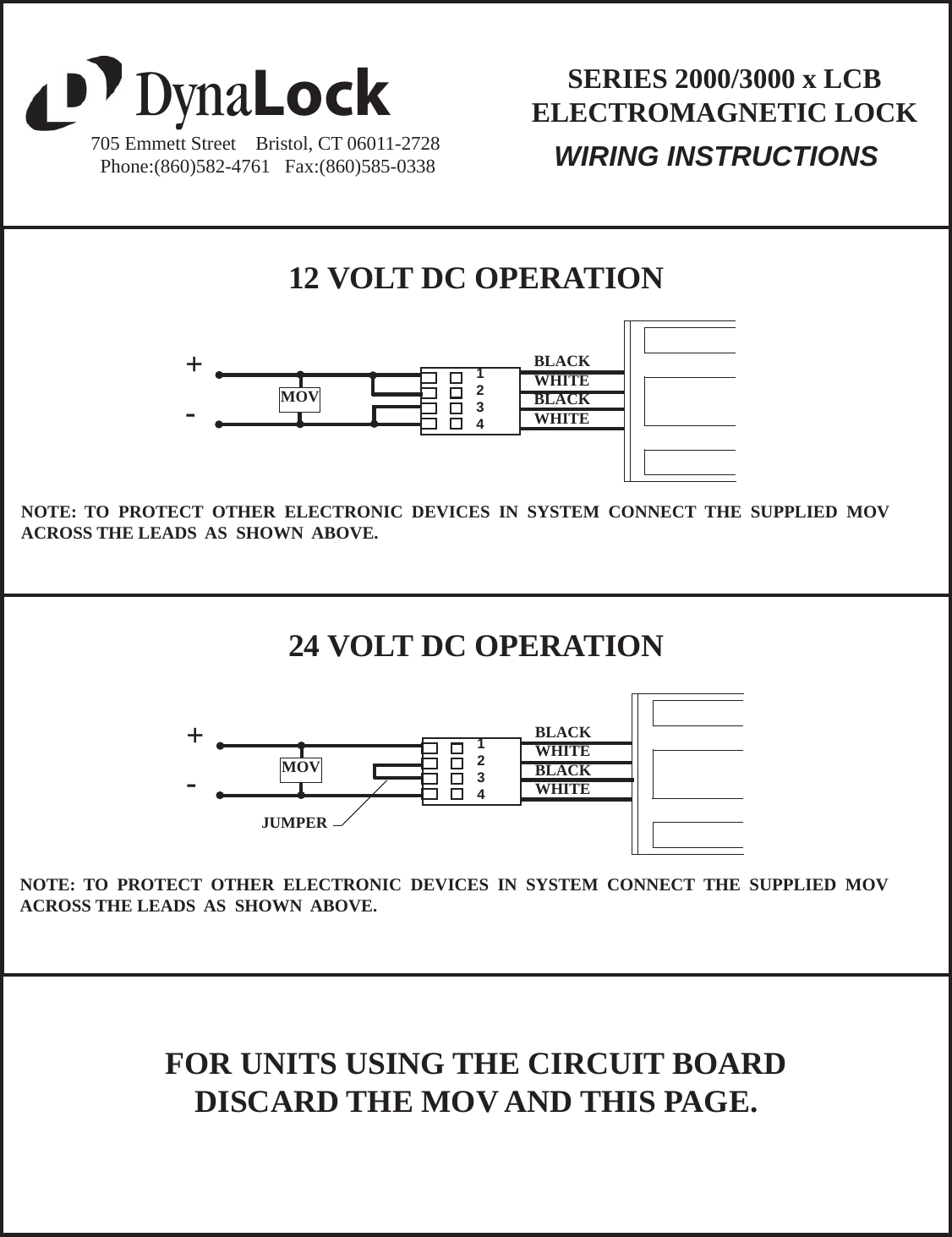 Page 1 of 1 - DynaLock 2000-3000xLCB Wiring_01 2011 Installation Instructions 2000LCB-Wiring