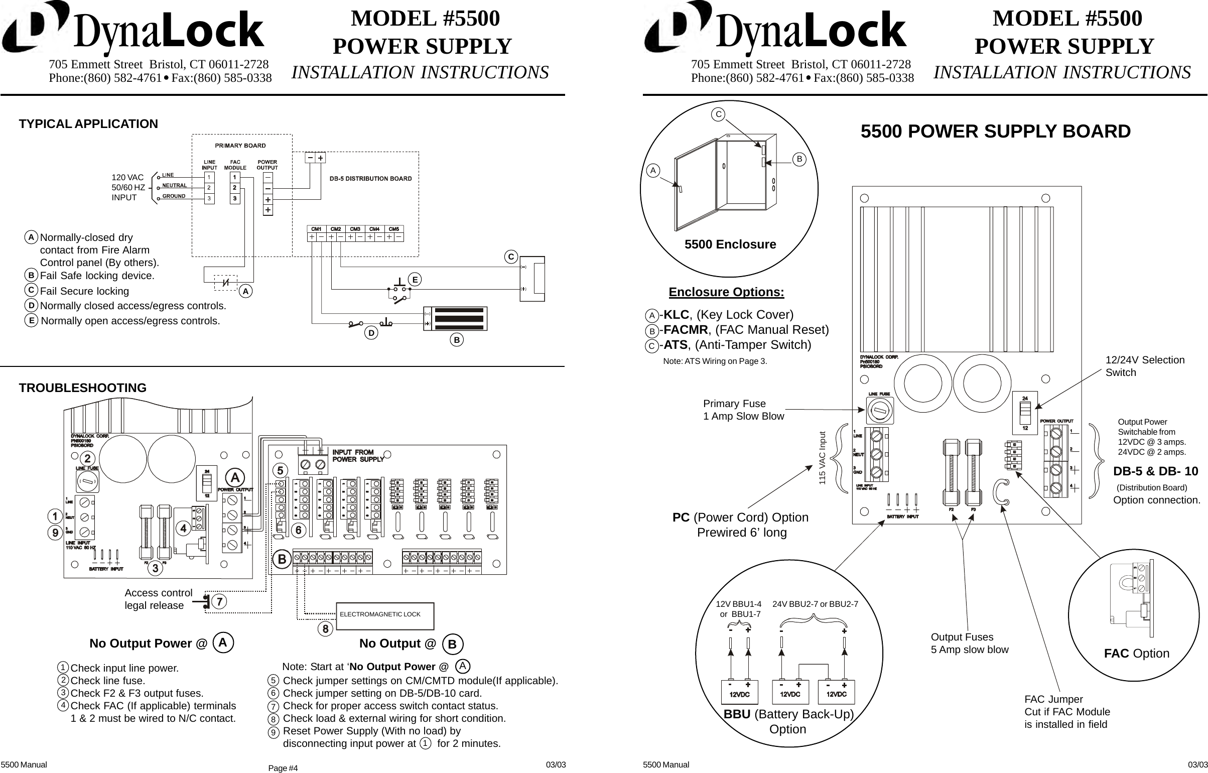 Page 1 of 4 - DynaLock E-Binder 5500 Series Installation Instructions 5500IN