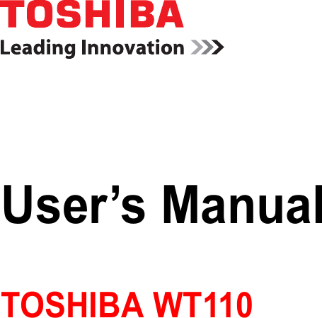 User’s ManualTOSHIBA WT110