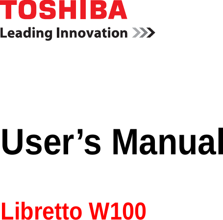 User’s ManualLibretto W100