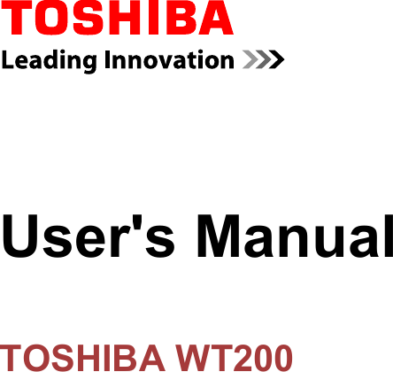 User&apos;s ManualTOSHIBA WT200