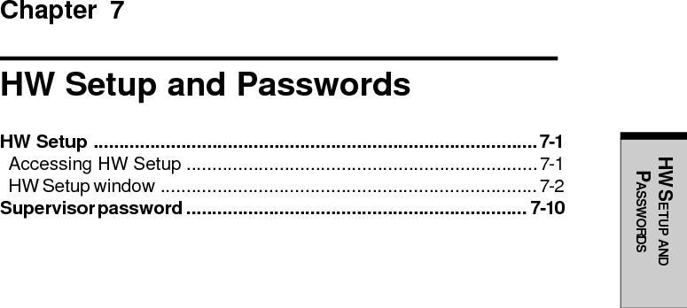 HW SETUP ANDPASSWORDS