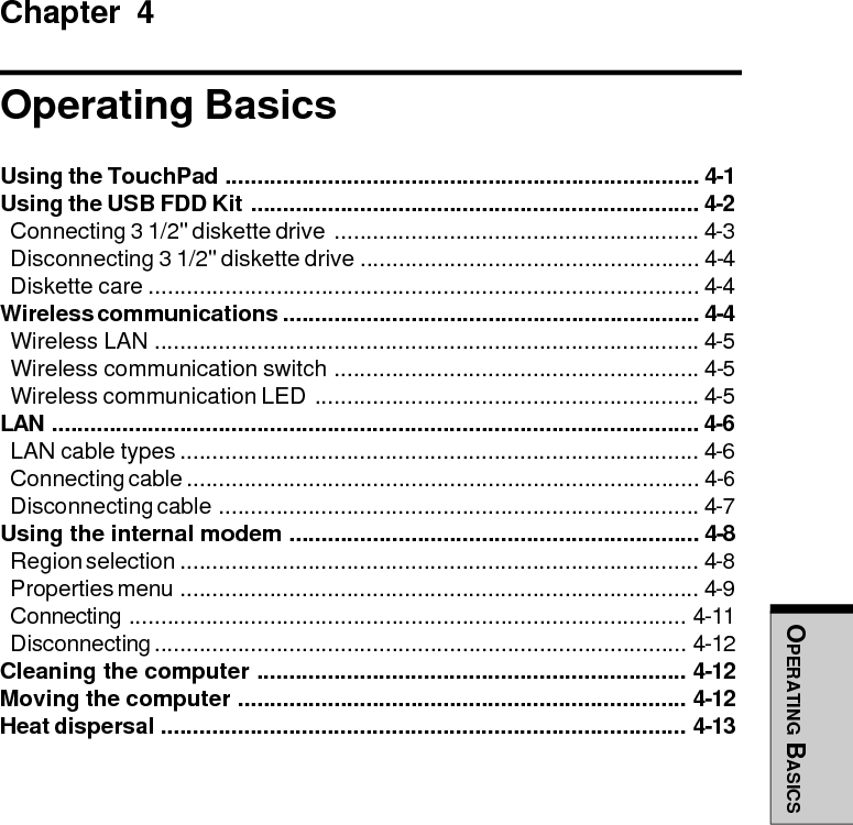 OPERATING BASICS