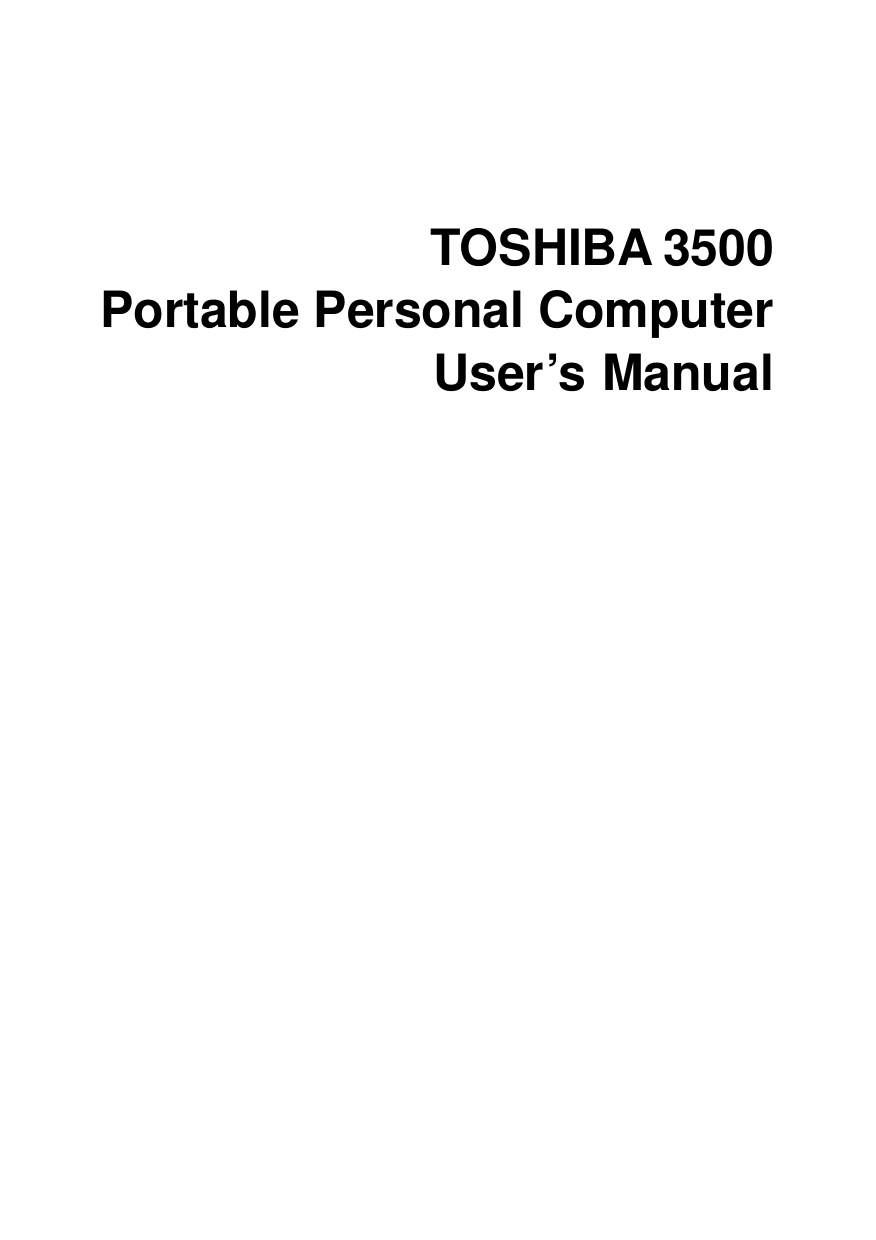 TOSHIBA 3500Portable Personal ComputerUser’s Manual